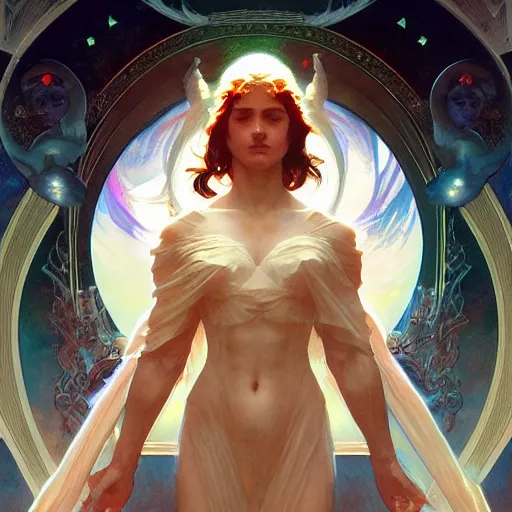 Image similar to astral dragan from another dimension, cinematic lighting, intricate, elegant, highly detailed, digital painting, artstation, sharp focus, illustration, art by artgerm and greg rutkowski and alphonse mucha and Wayne Barlowe and william-adolphe bouguereau