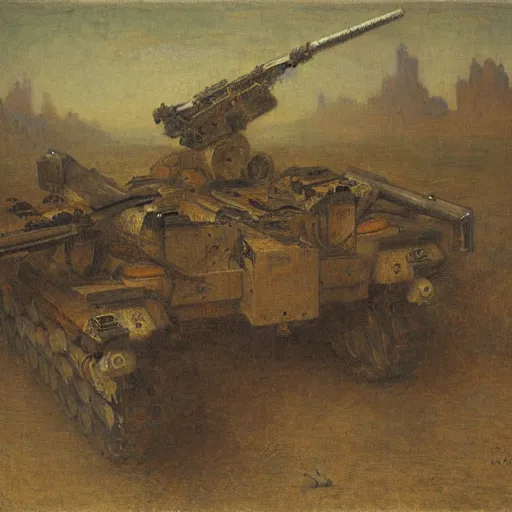 Image similar to Still life of a combat mech surrounded by its weapons, by Henri Fantin-Latour