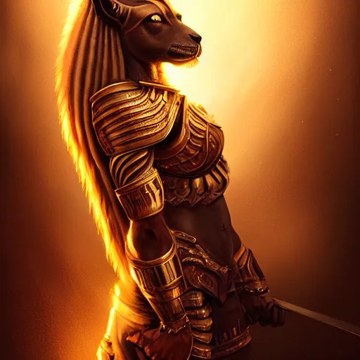 Prompt: Majestic Anubis female warrior portrait, atmospheric lighting, painted, intricate, volumetric lighting, beautiful, rich deep colors masterpiece, golden hour, sharp focus, ultra detailed, by Leesha Hannigan, Ross Tran, Thierry Doizon, Kai Carpenter, Ignacio Fernández Ríos