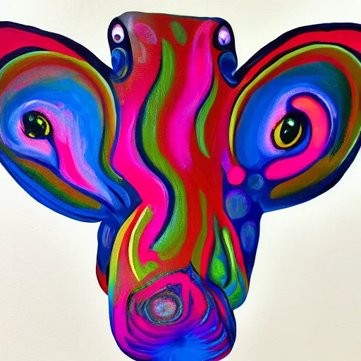 Image similar to painting of a psychedelic animal sculpture