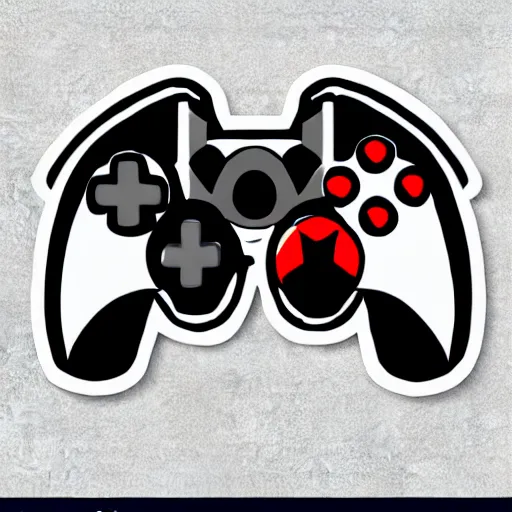 Prompt: Round SVG vector sticker of a video game controller