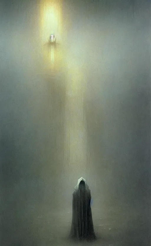 Prompt: storm ghost wizard, wayne barlow, beksinski, bouguereau