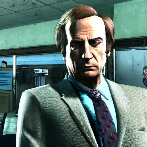 Prompt: Saul Goodman as the main character in Fallout 4