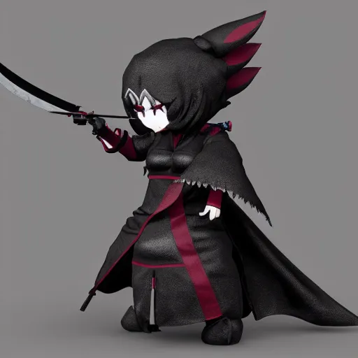 Prompt: cute fumo plush of a knife - wielding assassin, shadow armor, glasses, monster girl, vray