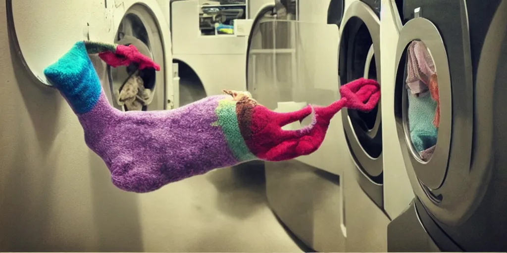 Image similar to “ silly monster eating socks in dryer by jim henson ”