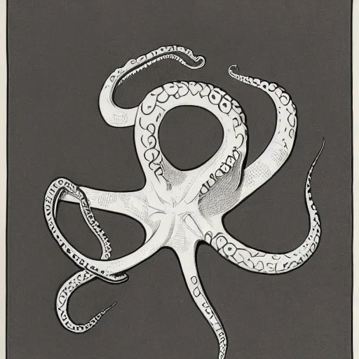 Prompt: MC Escher illustration of an octopus