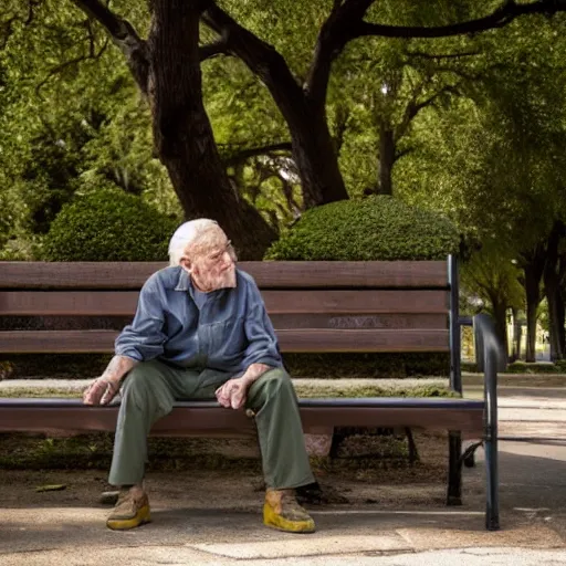 Prompt: An old man sitting on a bench, claymatio, highly detailed, 8k, contrast, cinematic lighting