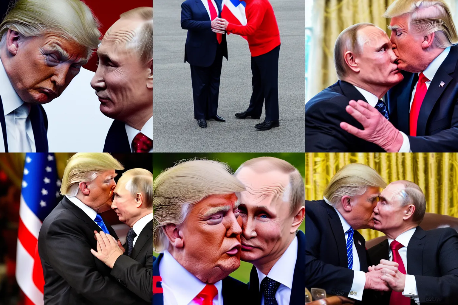 Prompt: Donald Trump kissing Vladimir Putin 8k, DSLR