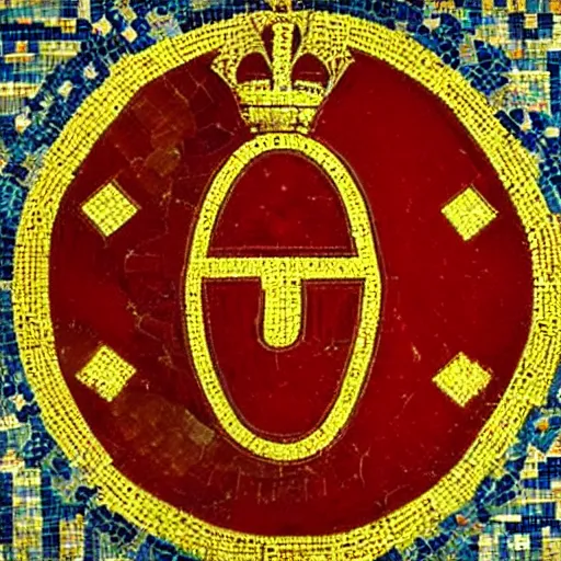 Prompt: portuguese kingdom flag in a byzantine mosaic