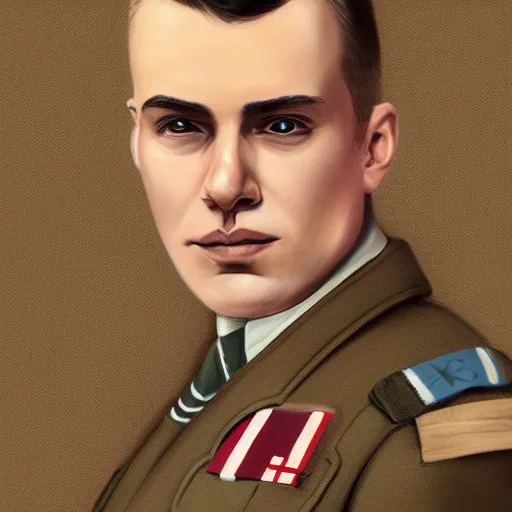 Image similar to man wearing a 20th century RAF uniform, photograph, official portrait, elegant, highly detailed, digital painting, realistic, artstation, concept art, matte, sharp focus, illustration