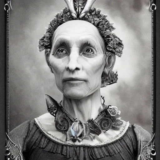 Prompt: realistic unknown alien victorian queen witch civilization portrait detailed 8 k