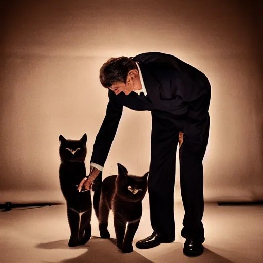 Prompt: Abraham Lincoln sniffing kittens at dragon con Smithsonian Institution award winning photography studio lighting