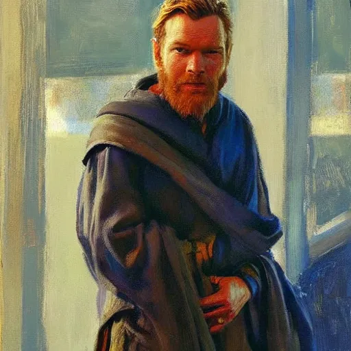 Image similar to portrait of ewan mcgregor as obi wan kenobi by gregory manchess