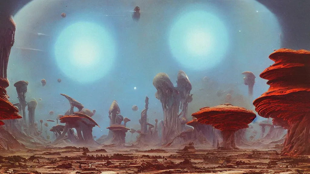 Image similar to otherworldly atmospherics of an alien planet by arthur haas and bruce pennington and paul lehr, cinematic matte painting