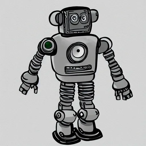 Image similar to retrofuturist robot in the style of machinarium,