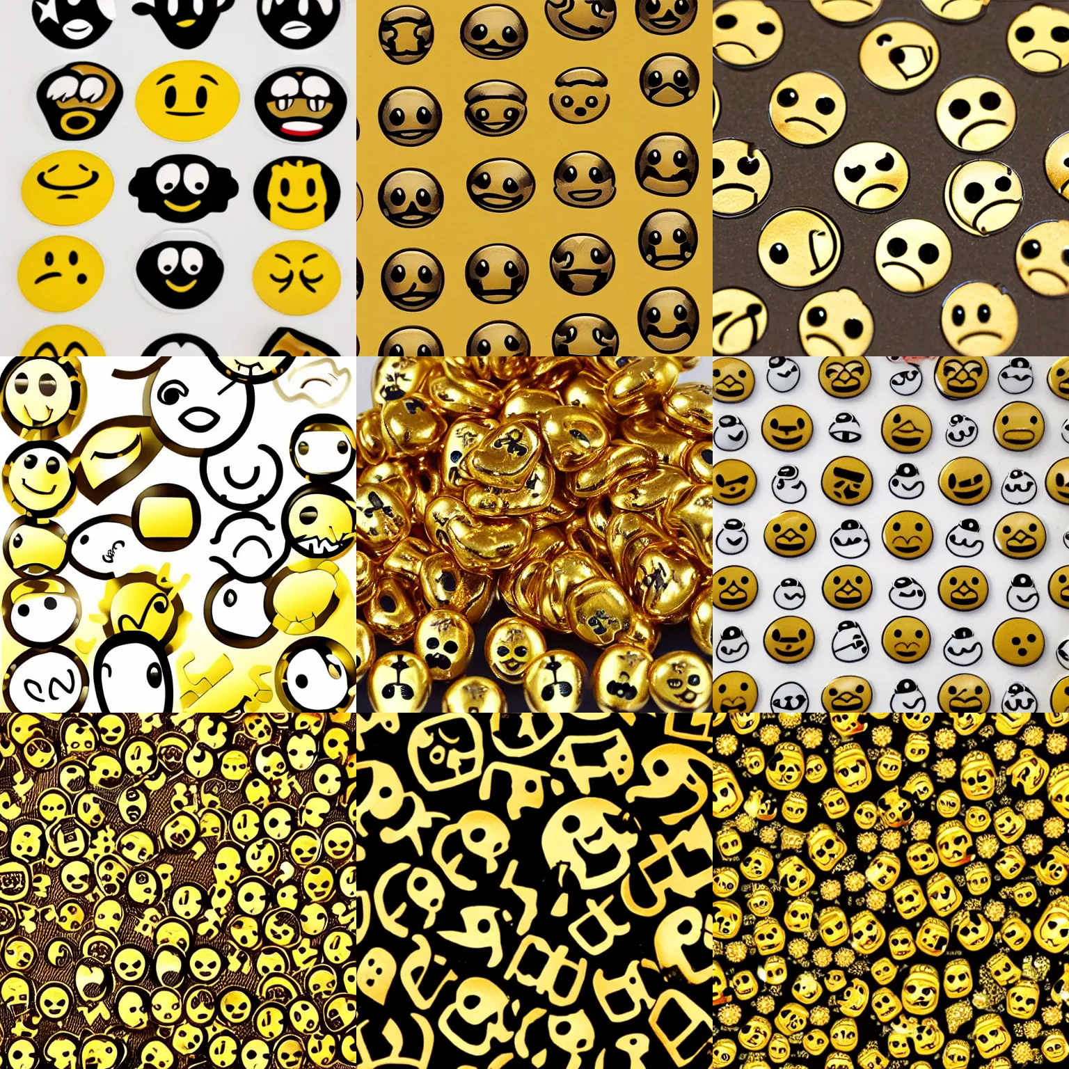 Prompt: poop emoticons metallic, golden, macro 8 mm