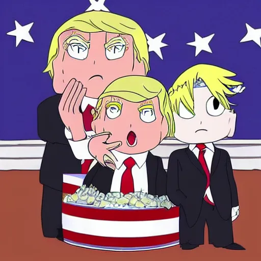 Prompt: Donald trump in Madoka magica, anime