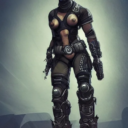 Image similar to “character concept art, full body, cyberpunk, farmer, artgerm, artstation, gears of war”