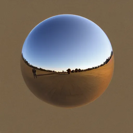 Image similar to a large copper ball with a mirror finish site in the arizona desert, photorealistic