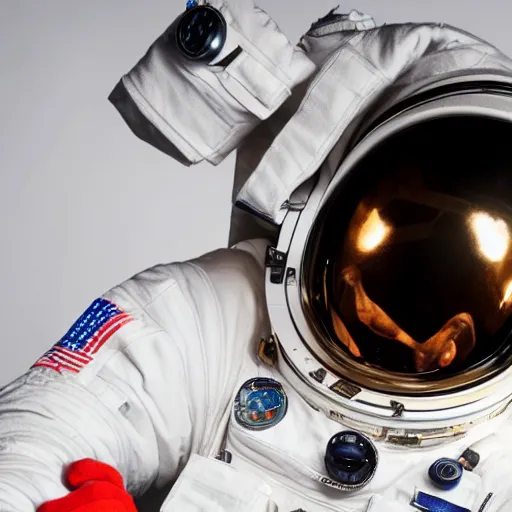 Image similar to photograph of an astronaut, black background, only arms and legs are lit, full body photo,, 8 k