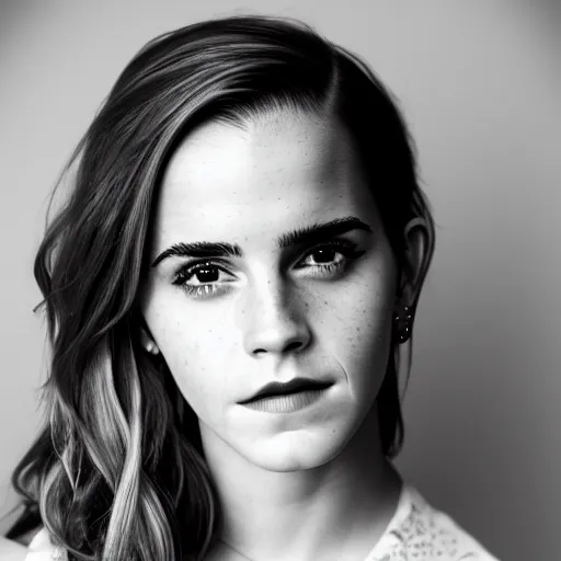 Prompt: Portrait of Emma Watson, XF IQ4, 150MP, 50mm, F1.4, ISO 200, 1/160s, natural light, Adobe Lightroom, photolab, Affinity Photo, PhotoDirector 365