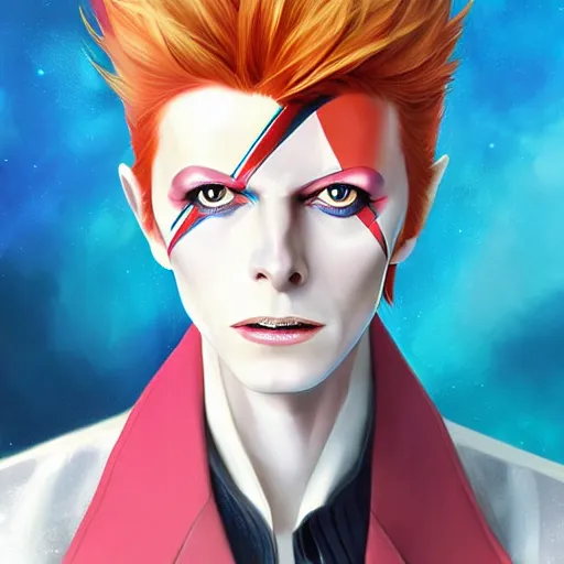 Image similar to An anime portrait of David Bowie, by Stanley Artgerm Lau, WLOP, Rossdraws, James Jean, Andrei Riabovitchev, Marc Simonetti, and Sakimichan, tranding on artstation