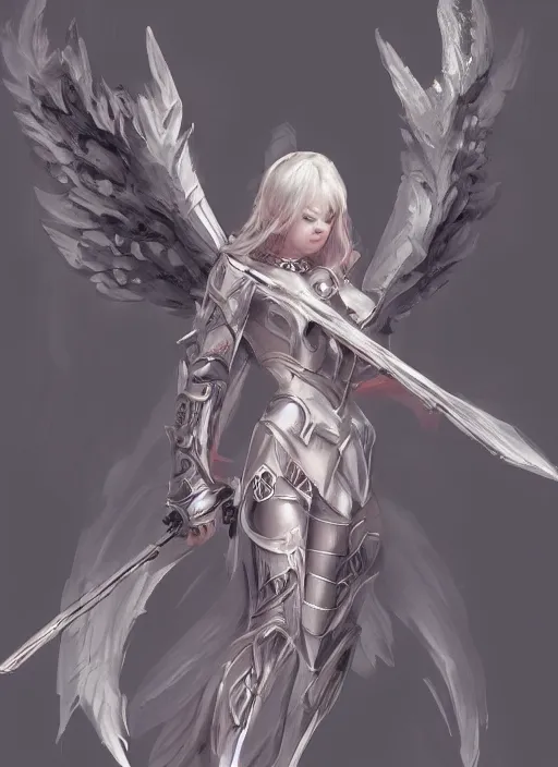 Image similar to concept art, angel knight girl, artstation trending, highly detailed