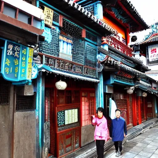 Prompt: ghost in jiufen taiwan