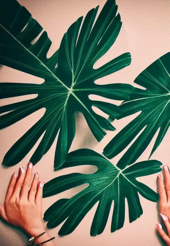 Prompt: an instagram photo of two ultra detailed woman's palms lying on the table, instagram photo, studio photo