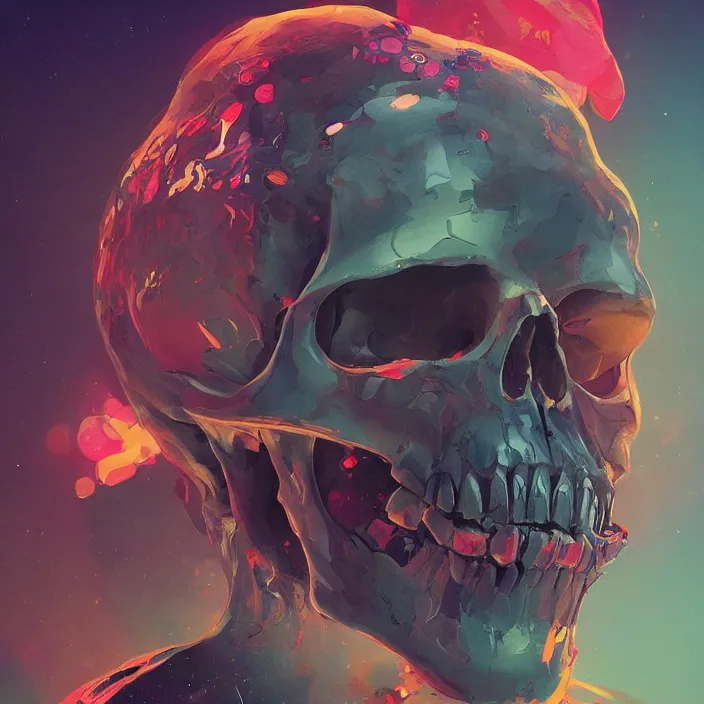 Image similar to a beautiful painting of a 7 0 s sci fi skull by sergey kolesov and vania zouravliov and pascal blanche and rhads. in style of colorful comic noir illustration, symmetry, sci fi, hyper detailed. octane render. trending on artstation
