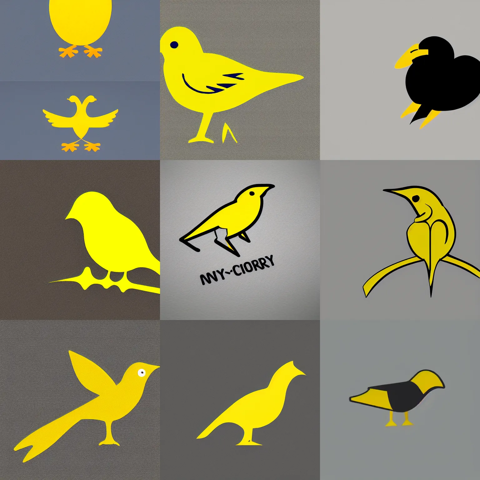 Prompt: a minimalistic logo of a curvy yellow bird