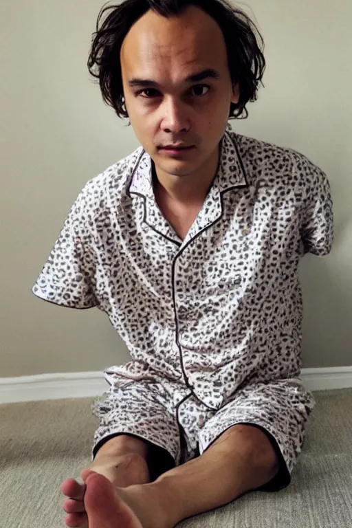 Image similar to frank dillane wearing pajamas with feet, sleepy, adorable, cute, intricate, detailed, trending on artstation, coherent