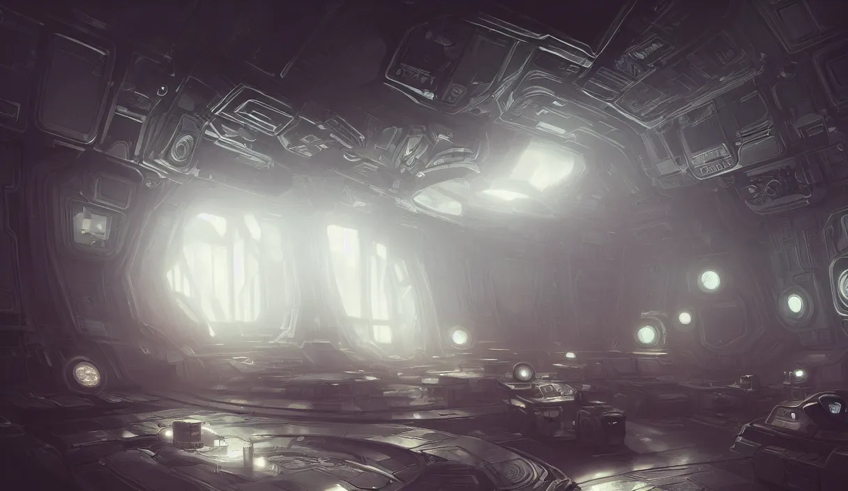 Prompt: epic professional digital art of interior scene of dim spaceship room of upright lit and fogged stasis pods lining wall, cinematic, detailed, intricate, grand, artstation, cgsociety, epic, stunning, gorgeous, wow wow detail