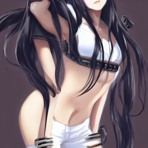 Image similar to portrait of a beautiful girl with long black hair, wearing police riot uniform, drawn by WLOP, by Avetetsuya Studios, attractive character, colored sketch anime manga panel, trending on Artstation