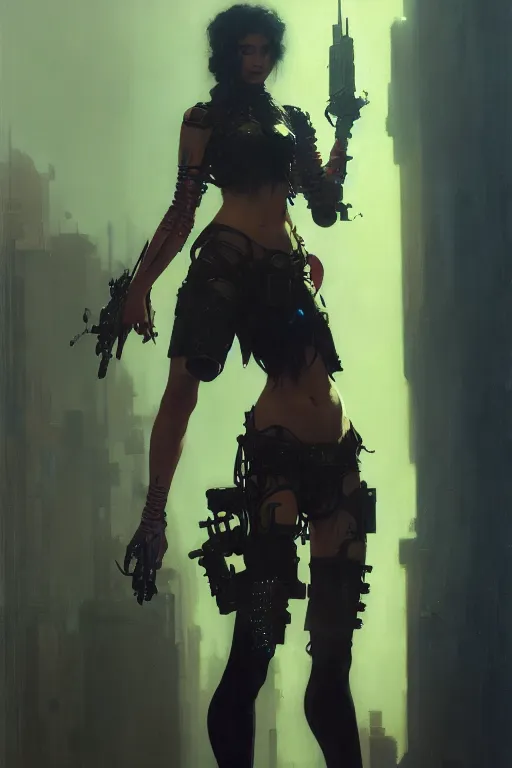 Prompt: full character portrait max mad cyberpunk, a future sniper girl character design, final fantasy face, painting by gaston bussiere, katsuya terada, nc wyeth, greg rutkowski, craig mullins, vermeer, trending on artstation, jeffery catherine jones