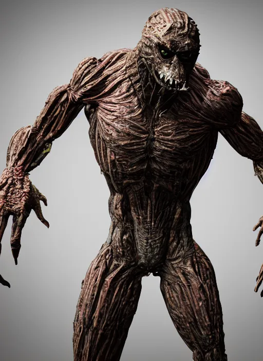 Image similar to Acid_beast_humanoid_four_legged_no_face_muscular_ripped_raging, detailed and realistic, 4k, filmic render