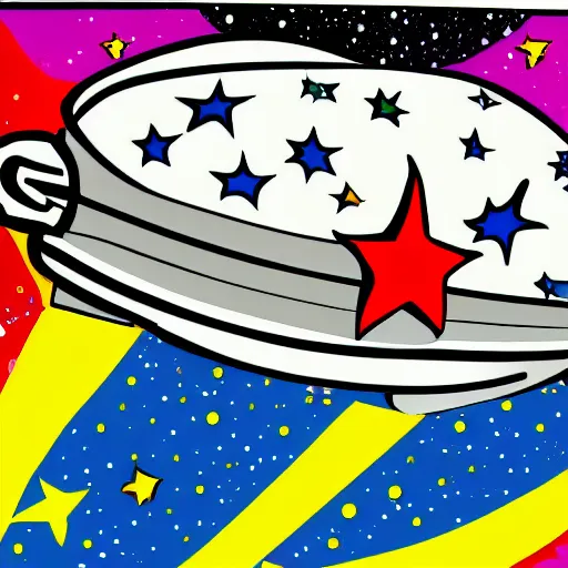 Image similar to space ship, pop art