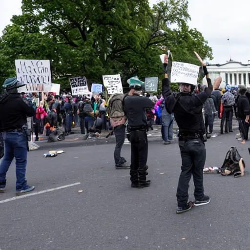 Prompt: 8 k uhd pictures as bunch of sewer rats make a protest in front of white house, higly photorealistic details, highly details form, highly details content