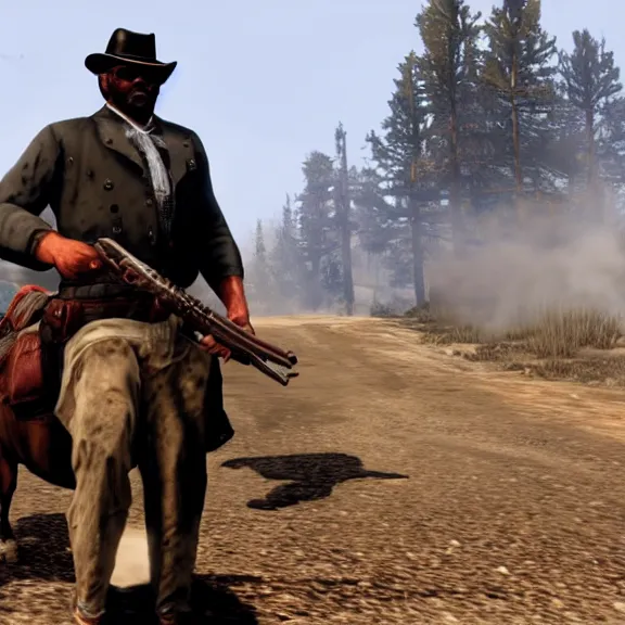 Prompt: screenshot of big smoke in red dead redemption