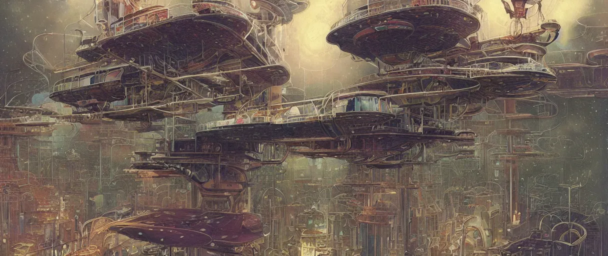 Image similar to A beautiful illustration of a retro futurism elevated railway on another world by Daniel merriam| sparth:.2 | Time white:.3 | Rodney Mathews:.5 | Graphic Novel, Visual Novel, Colored Pencil, Comic Book:.2