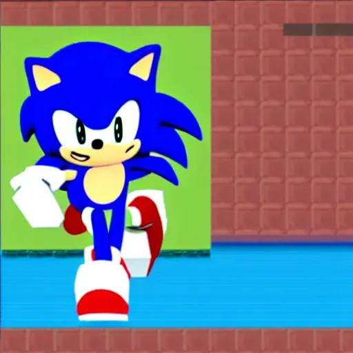 Prompt: sonic the hedgehog in minecraft