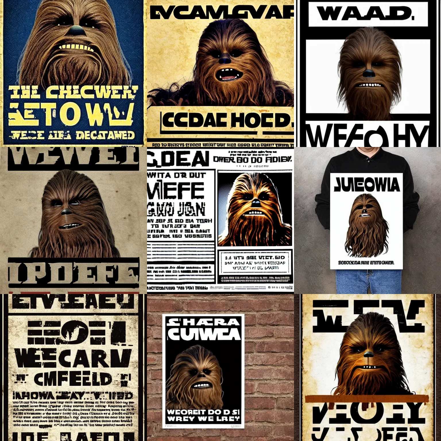 Prompt: chewbacca wanted poster