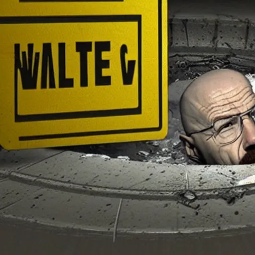 Image similar to Walter white hiding in a sewer, photorealistic, 4k