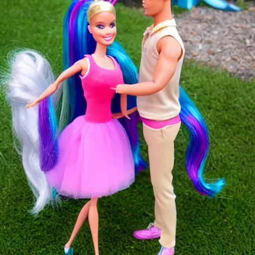 Prompt: Barbie and Ken as Unicorns