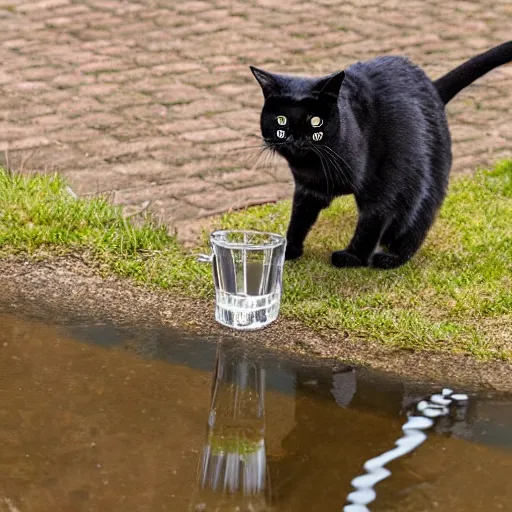 Image similar to photo of a cat drinking water from a puddle