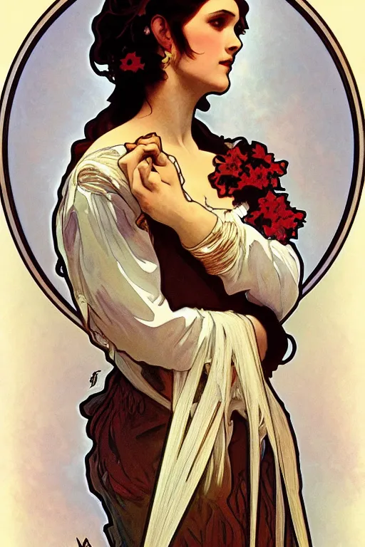 Prompt: scarlett o'hara, painting by alphonse mucha, detailed art, artstation