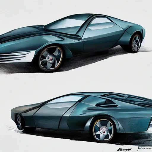 Image similar to redesign a 70's car, elegant, digital painting, concept art, smooth, sharp focus, art style from Wang Ke and Greg Rutkowski and Bruce Kaiser and Scott Robertson and Dmitry Mazurkevich and Doruk Erdem and Jon Sibal, small style cue from Blade Runner and Minority Report and iRobots