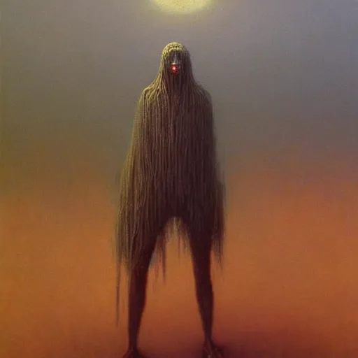 Prompt: a skinwalker oil painting in style of Zdislaw Beksinski