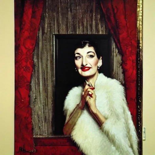 Prompt: portrait of maria callas by norman rockwell