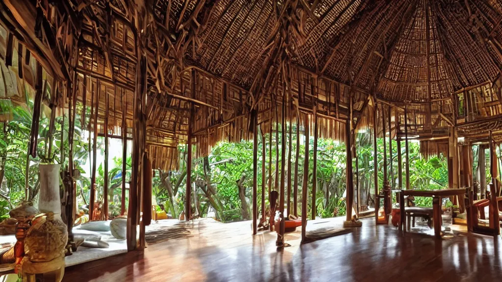 Image similar to bali interior indoor architecture, trending, famous, popular